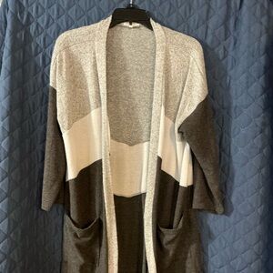 Maurices Gray and Cream Color Block Cardigan